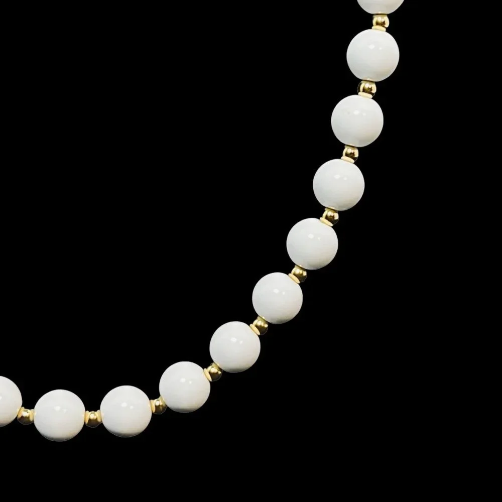 Monet White And Gold Tone Beaded Necklace (4853) - Picture 4 of 7